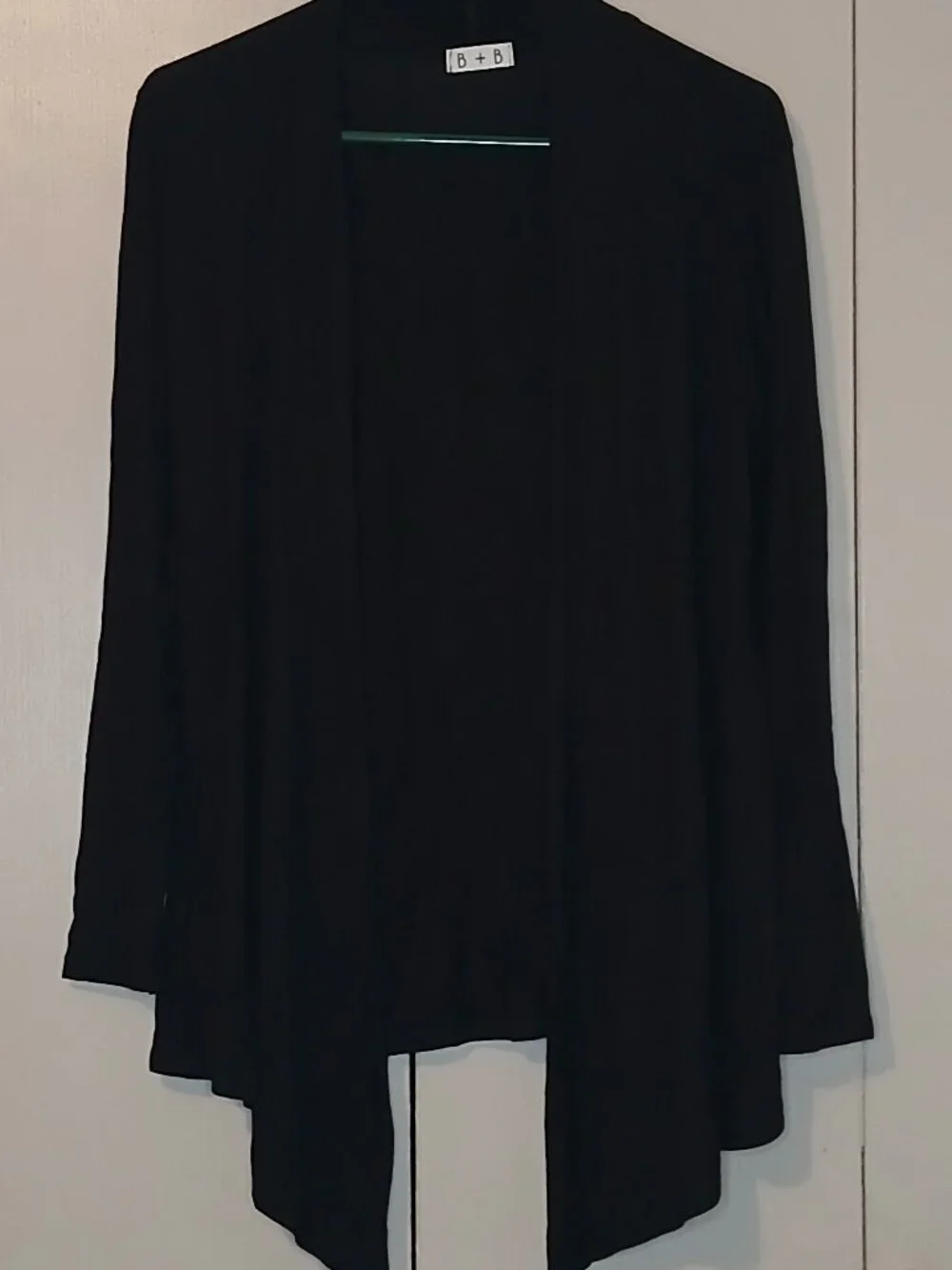 B+B Women's Black Large Cardigan Open Front Designer Shawl (1089G4)